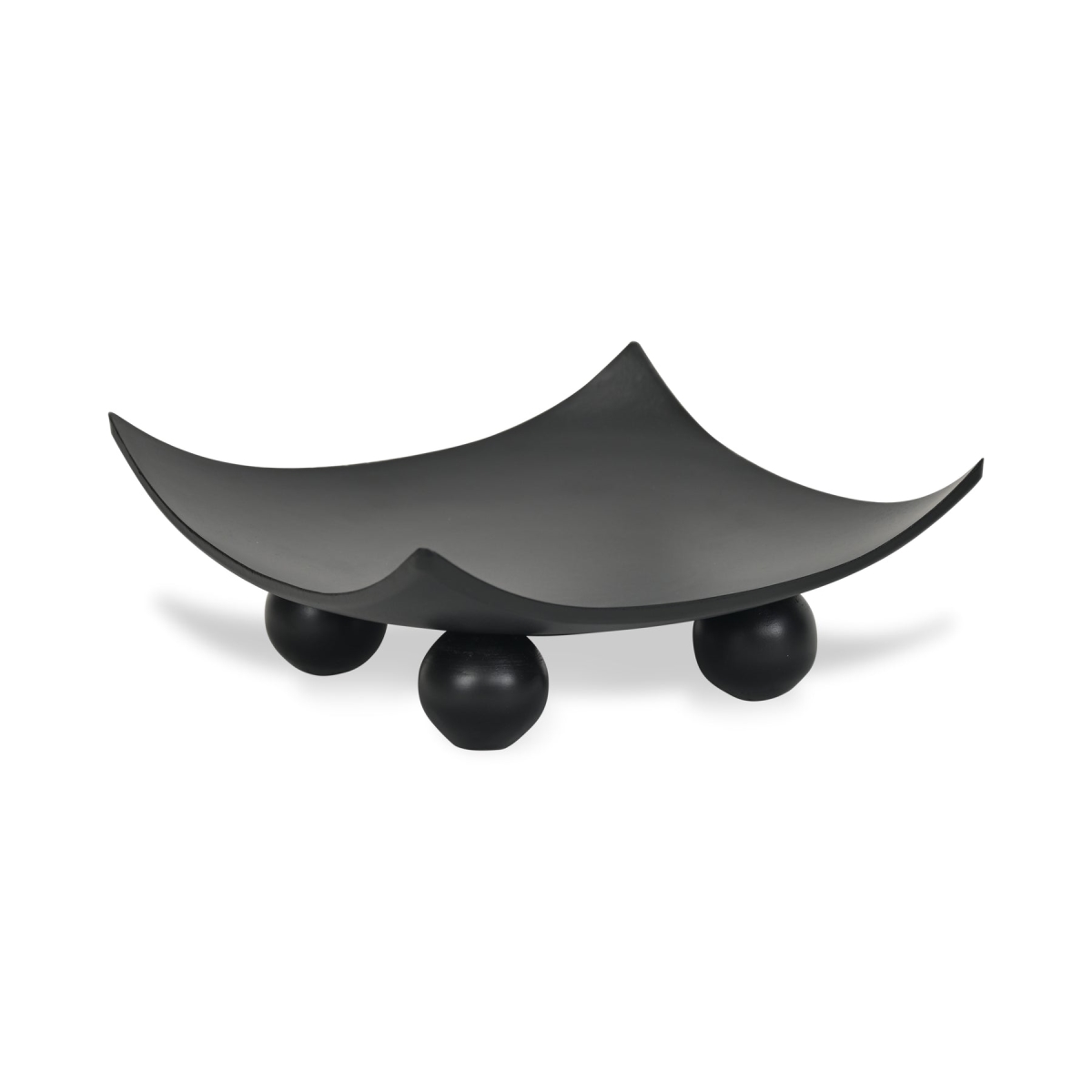 Picture of Cheungs 6159BK-L Clyne Curved Black Wood Trays on Wood Orbs - Large