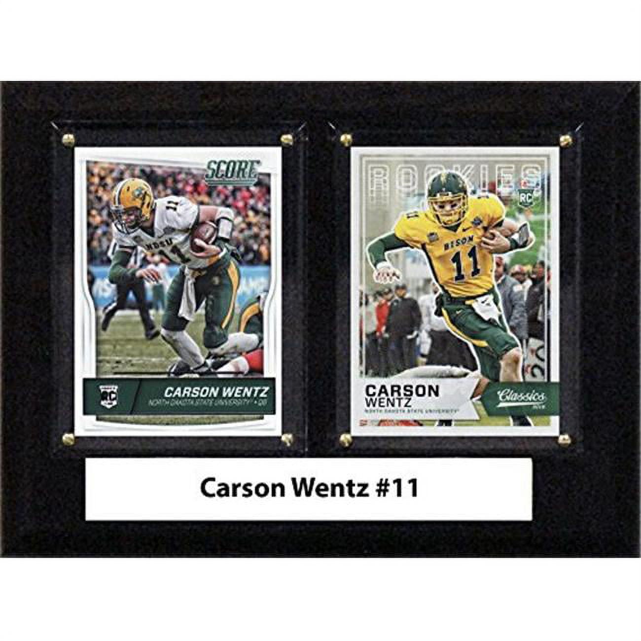 Picture of C & I Collectables 68WENTZCO 6 x 8 in. Carson Wentz NCAA Norh Dakota State Bison Two Card Plaque