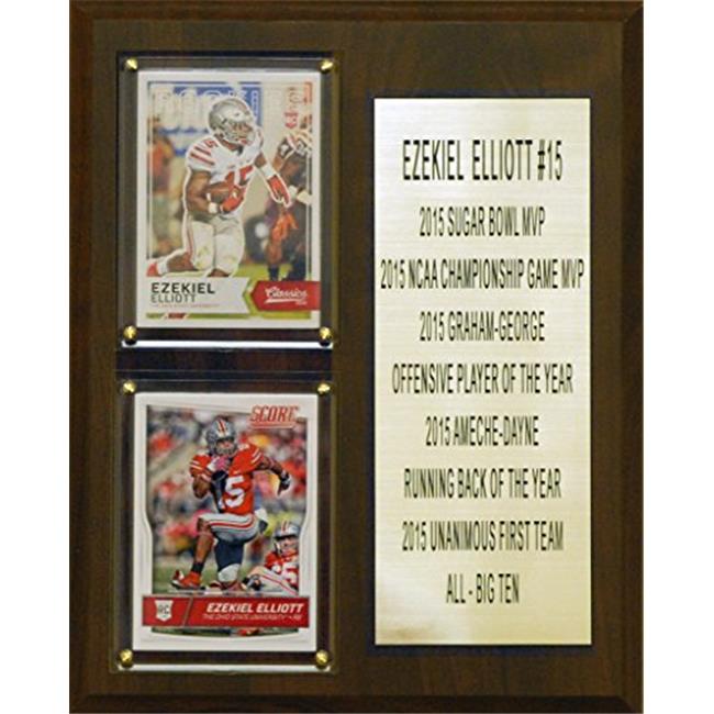 Picture of C & I Collectables 810ELLIOTTCO 8 x 10 in. Ezekiel Elliott NCAA Ohio State Buckeyes Two Card Stat Plaque