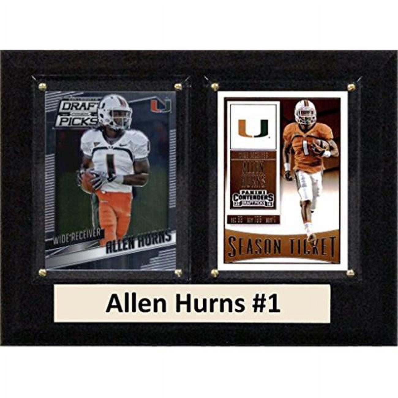 Picture of C & I Collectables 68HURNSCO 6 x 8 in. Allen Hurns NCAA Miami Hurricanes Two Card Plaque