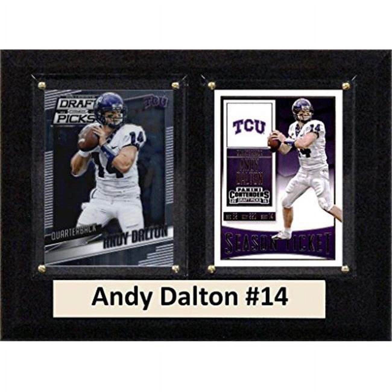 Picture of C & I Collectables 68DALTONCO 6 x 8 in. Andy Dalton NCAA TCU Horned Frogs Two Card Plaque