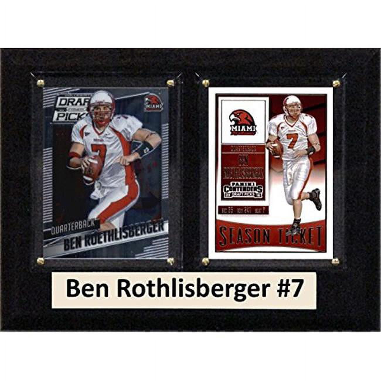 Picture of C & I Collectables 68BENRCO 6 x 8 in. Ben Roethlisberger NCAA Miami Red Hawks Two Card Plaque