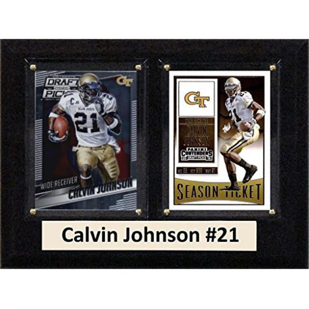 Picture of C & I Collectables 68CALVINJCO 6 x 8 in. Calvin Johnson NCAA Georgia Tech Yellow Jackets Two Card Plaque