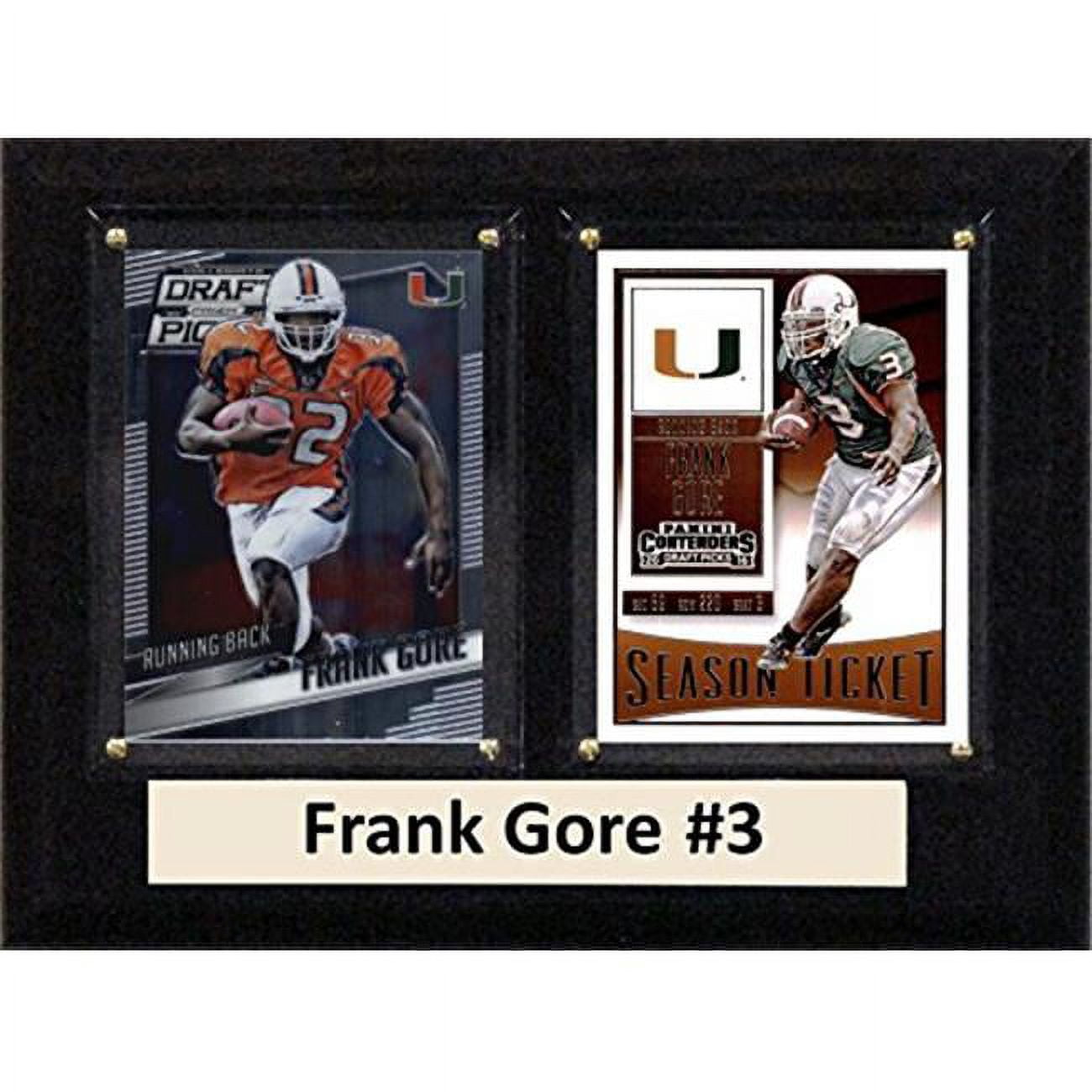 Picture of C & I Collectables 68GORECO 6 x 8 in. Frank Gore NCAA Miami Hurricanes Two Card Plaque