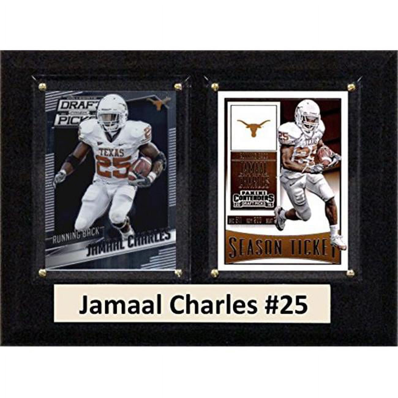 Picture of C & I Collectables 68CHARLESCO 6 x 8 in. Jamaal Charles NCAA Texas Longhorns Two Card Plaque