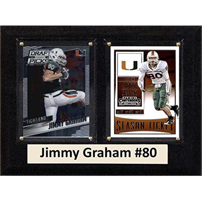 Picture of C & I Collectables 68GRAHAMCO 6 x 8 in. Jimmy Graham NCAA Miami Hurricanes Two Card Plaque