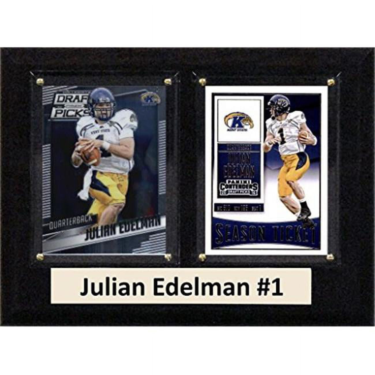 Picture of C & I Collectables 68EDELMANCO 6 x 8 in. Julian Edelman NCAA Kent State Golden Flashes Two Card Plaque