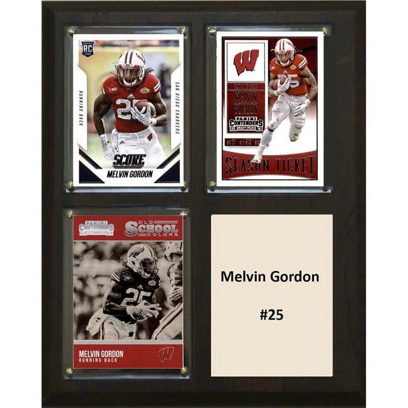 Picture of C & I Collectables 810GORDONCO 8 x 10 in. Melvin Gordon NCAA Nebraska Cornhuskers Three Card Plaque