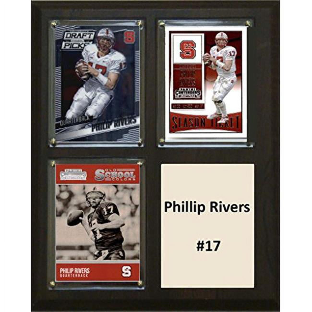Picture of C & I Collectables 810RIVERSCO 8 x 10 in. Philip Rivers NCAA NC State Wolfpack Three Card Plaque