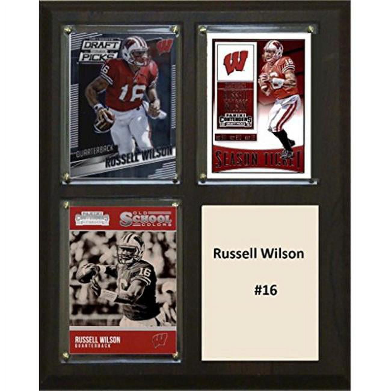 Picture of C & I Collectables 810RUWILSONCO 8 x 10 in. Russell Wilson NCAA Wisconsin Badgers Three Card Plaque