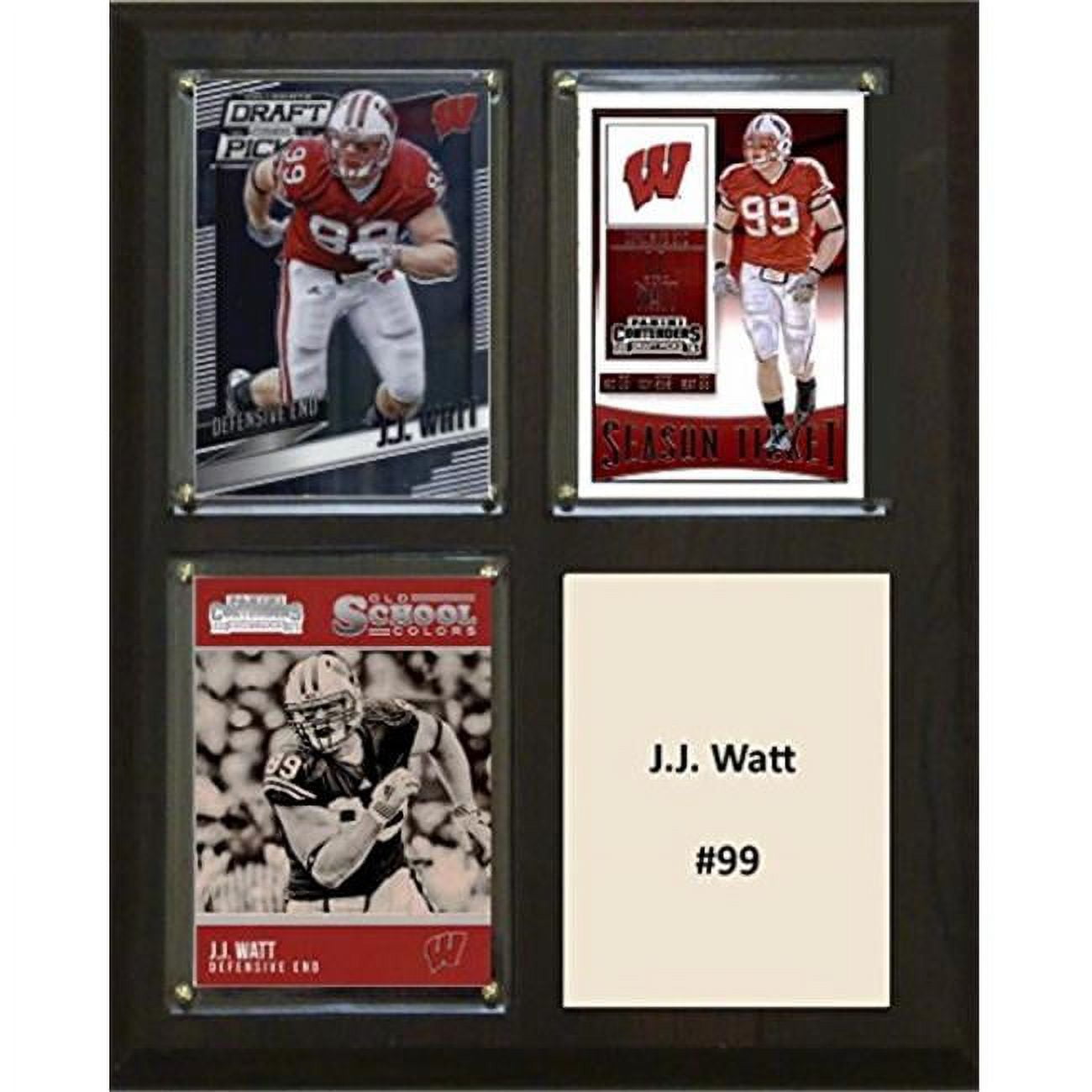 Picture of C & I Collectables 810WATTCO 8 x 10 in. JJ Watt NCAA Wisconsin Badgers Three Card Plaque