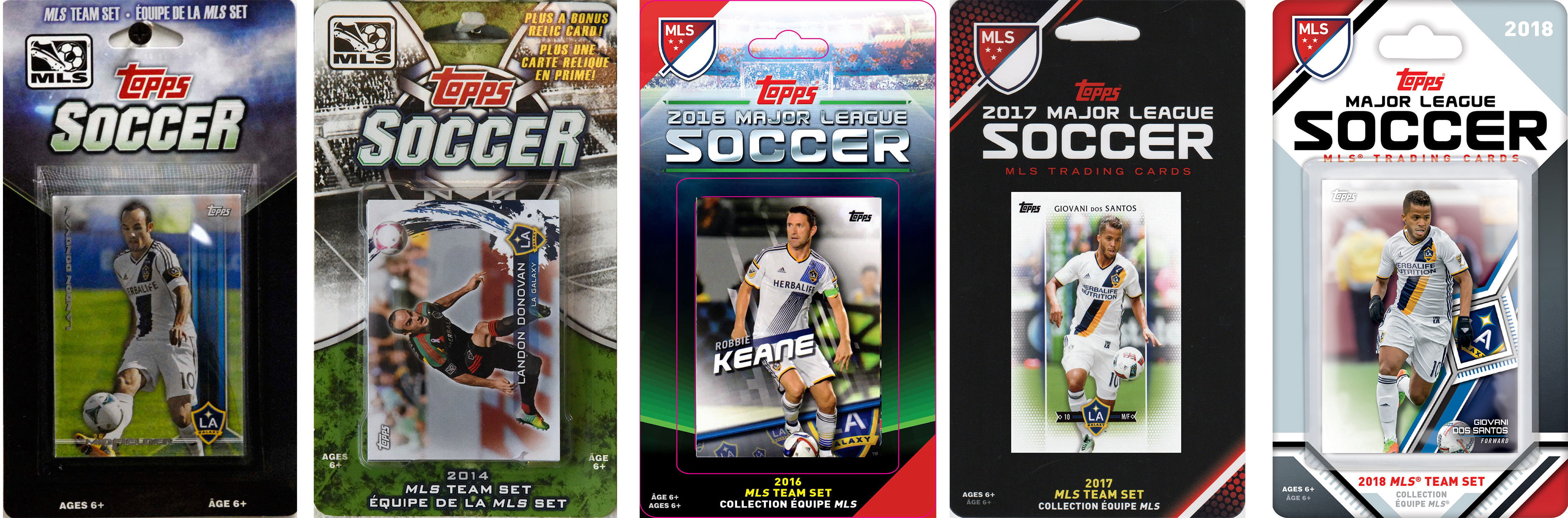 Picture of C&I Collectables GALAXY518TS MLS Los Angeles Galaxy 5 Different Licensed Trading Card Team Sets