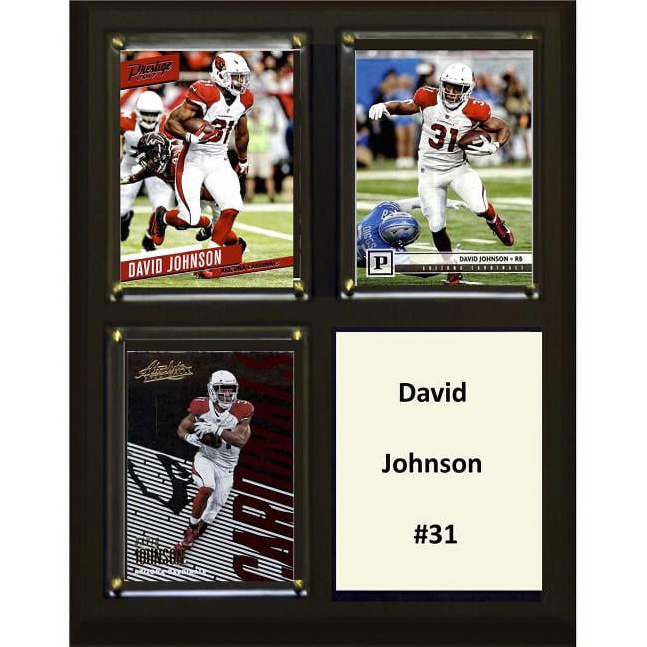 C&I Collectables NFL Arizona Cardinals Mens 810DAVJOHNSON3CNFL 8"x10" David Johnson Arizona Cardinals Three Card Plaque, Brown, N/A