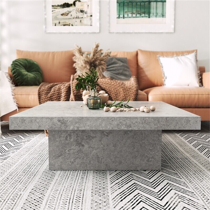 Picture of Galano SH-CCGPU16943US 35.4 in. Carmelo Concrete Cool Square Wood Top Coffee Table&#44; Gray