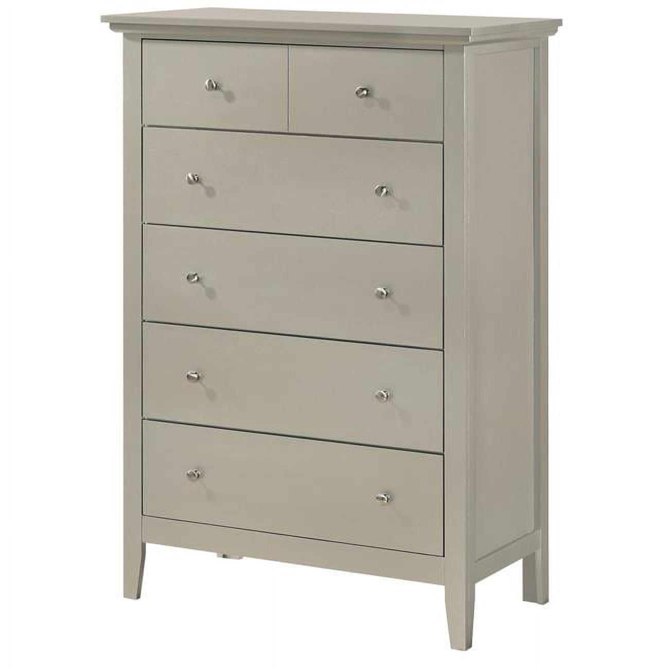 PF-G5403-CH 32 x 18 x 48 in. Hammond 5 Drawer Chest, Silver Champagne -  Passion Furniture