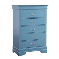 PF-G3180-CH 33 x 18 x 48 in. Louis Phillipe 5 Drawer Chest, Teal -  Passion Furniture