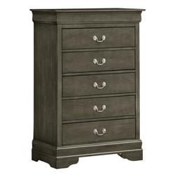 31 x 16 x 48 in. Louis Phillipe II 5 Drawer Chest, Gray -  KD Marco de la cama, KD2212472