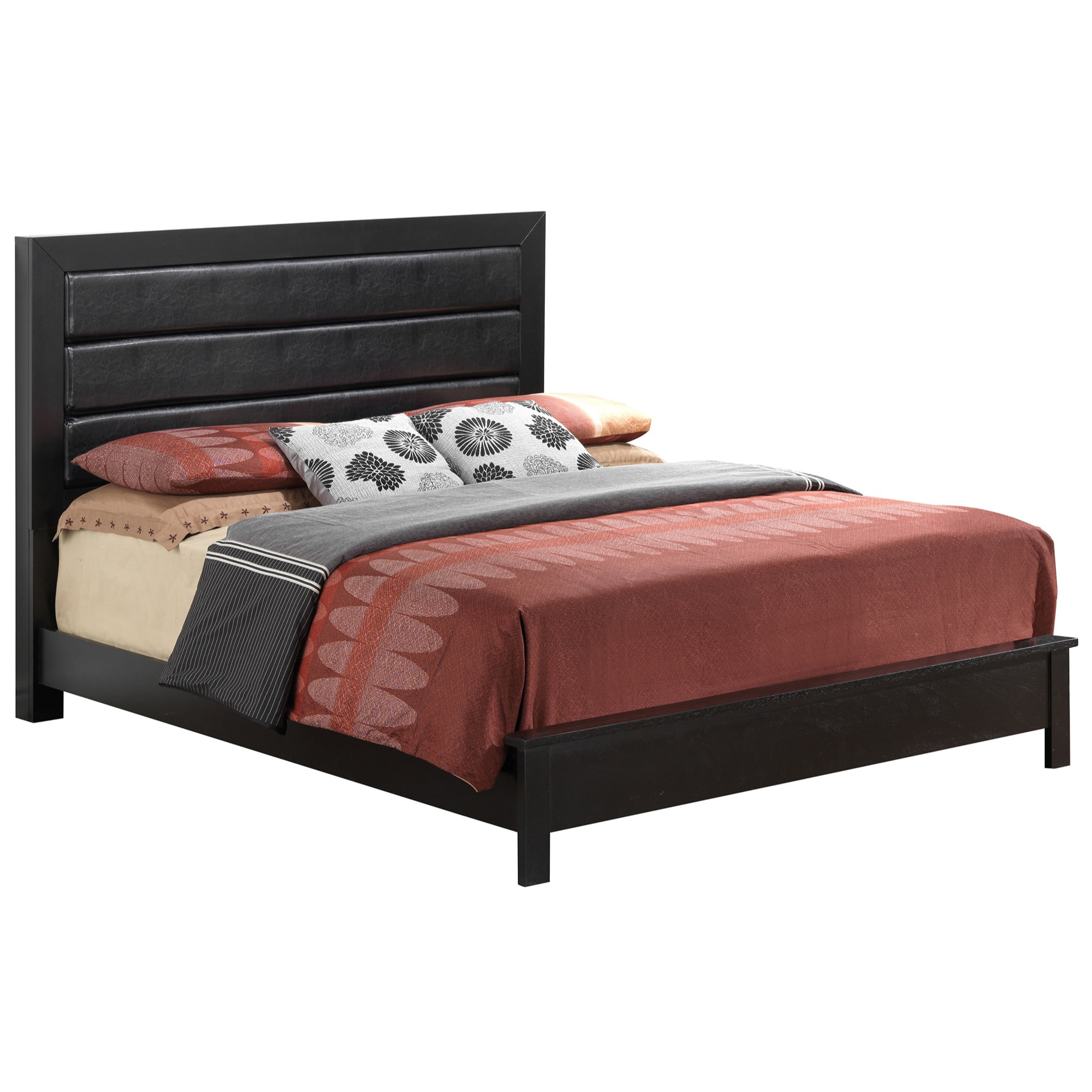 PF-G2450A-QB Burlington Upholstered Panel Bed, Black - Queen Size -  Passion Furniture