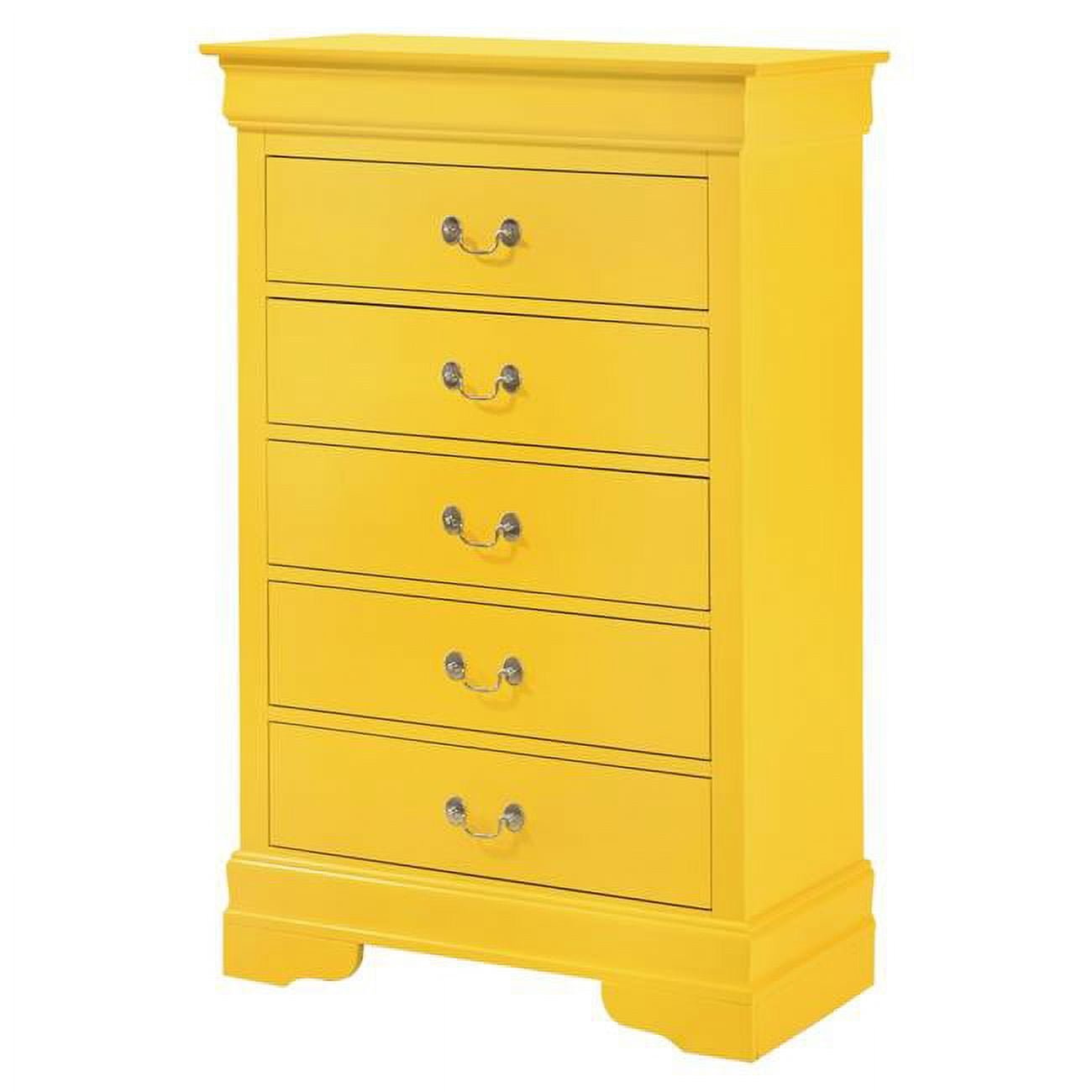 31 x 16 x 48 in. Louis Phillipe II 5 Drawer Chest, Yellow -  KD Marco de la cama, KD4329782