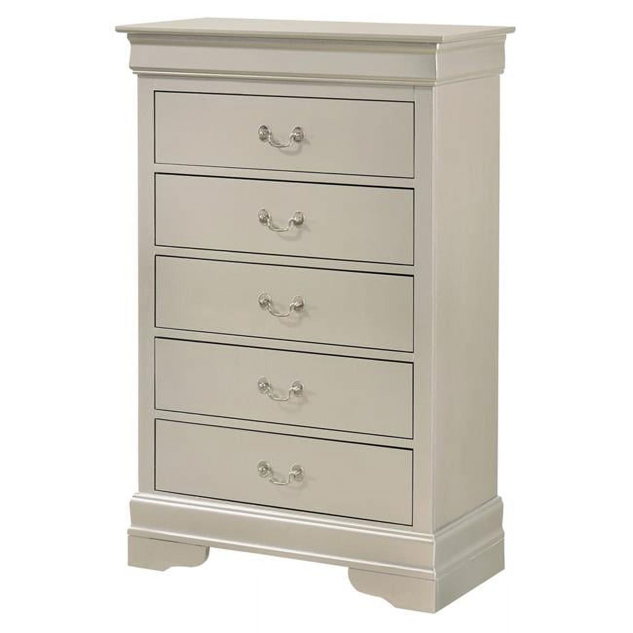 31 x 16 x 48 in. Louis Phillipe II 5 Drawer Chest, Silver Champagne -  KD Marco de la cama, KD4329783