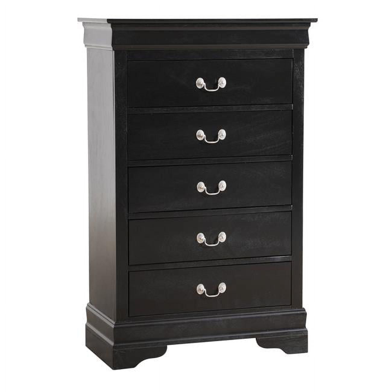 31 x 16 x 48 in. Louis Phillipe II 5 Drawer Chest, Black -  KD Marco de la cama, KD4329785