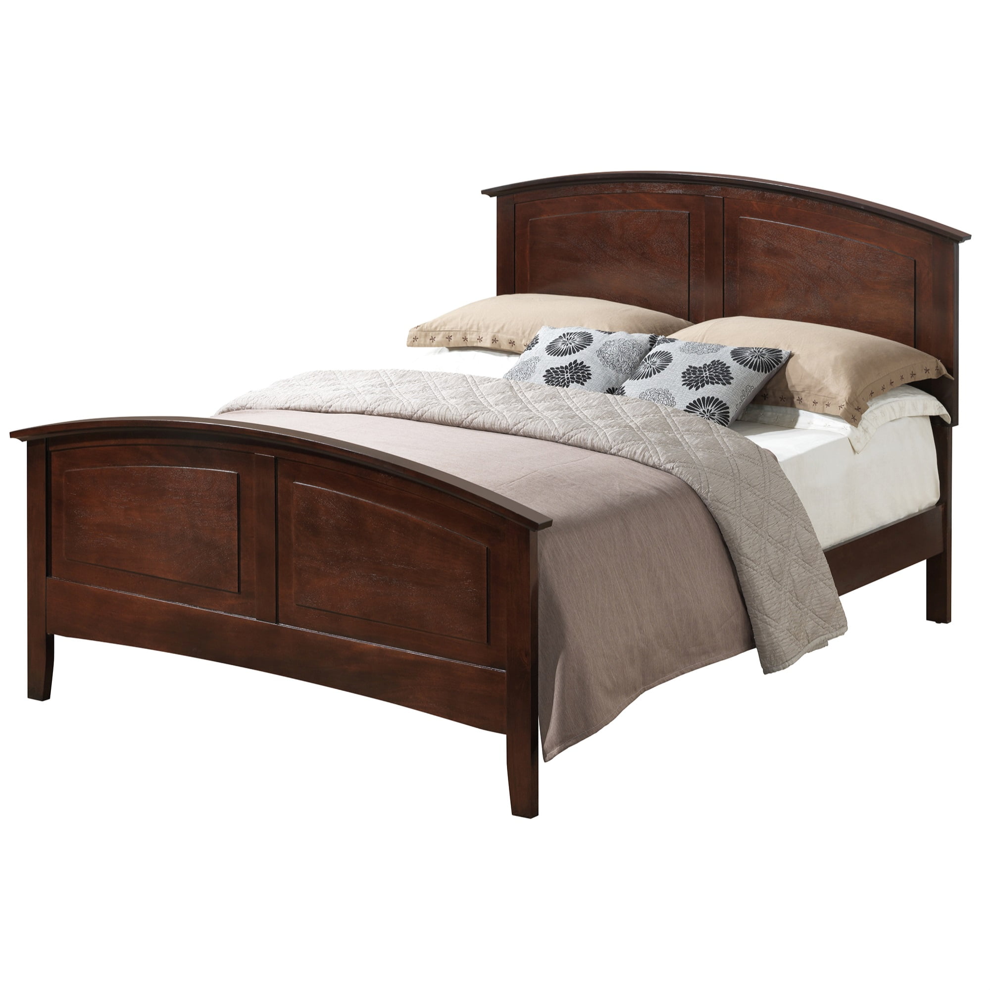 PF-G5425A-QB Hammond Panel Bed with Curved Top Rail, Cappuccino, White & Black - Queen Size -  Passion Furniture