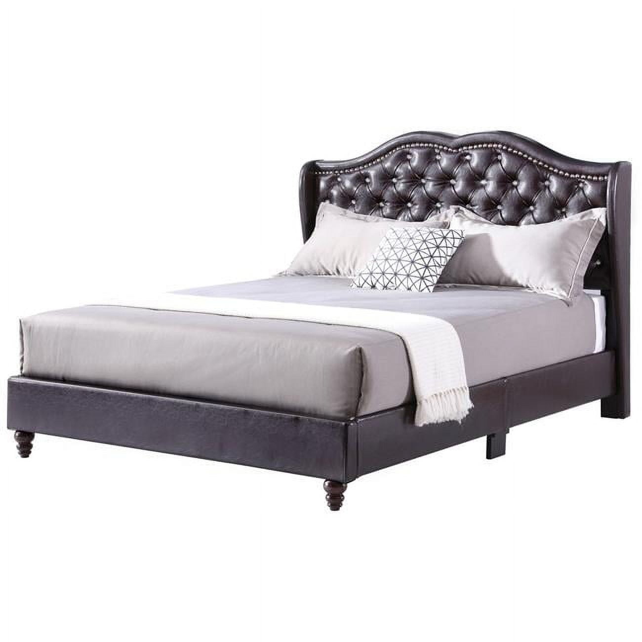 Joy Jeweled Tufted Panel Bed, Dark Brown - King Size -  KD Marco de la cama, KD2212218