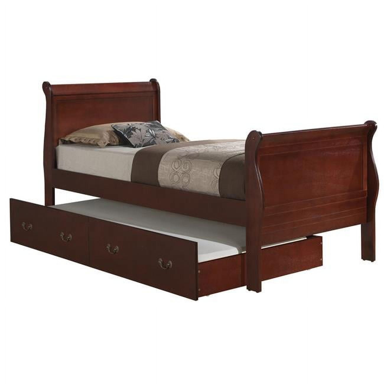 PF-G3100G-TTB 41 x 87 x 44 in. Louis Philippe Trundle Bed with Trundle, Cherry - Twin Size -  Passion Furniture