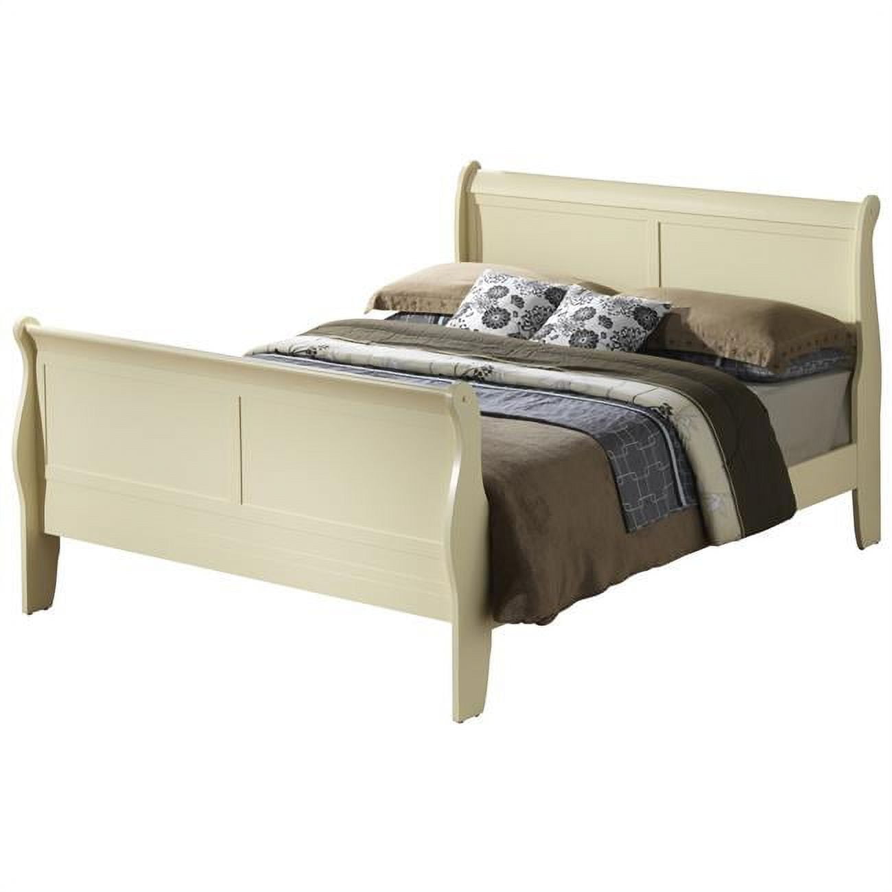 Louis Philippe Sleigh Bed with High Footboard, Beige - Queen Size -  KD Marco de la cama, KD4329871