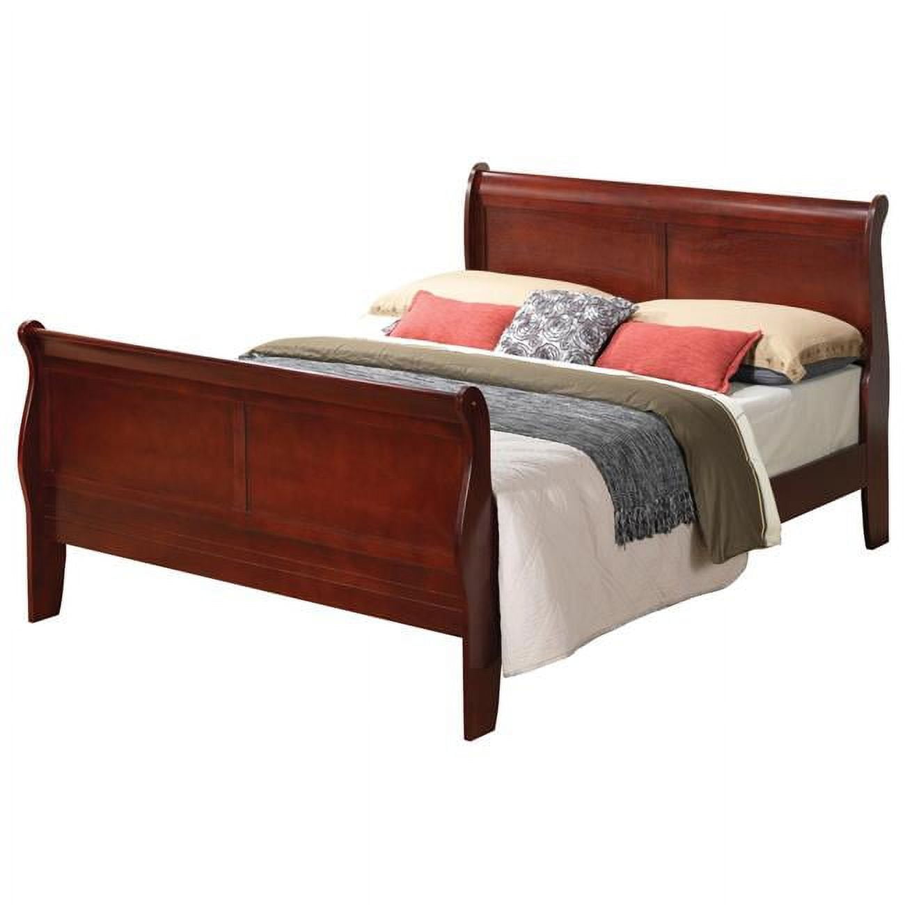 PF-G3100A-QB 63 x 84 x 44 in. Louis Philippe Sleigh Bed with High Footboard, Cherry - Queen Size -  Passion Furniture