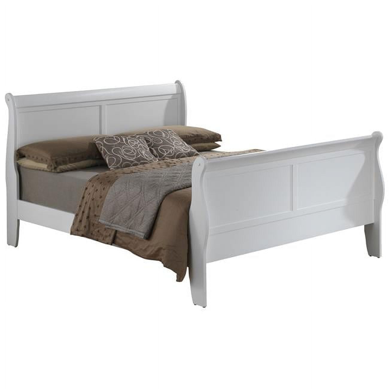 Louis Philippe Sleigh Bed with High Footboard, White - Queen Size -  KD Marco de la cama, KD4329875