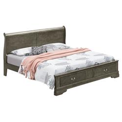 PF-G3105D-QSB2 44 x 87 x 67 in. Louis Philippe Storage Sleigh Wood Bed, Gray - Queen Size -  Passion Furniture