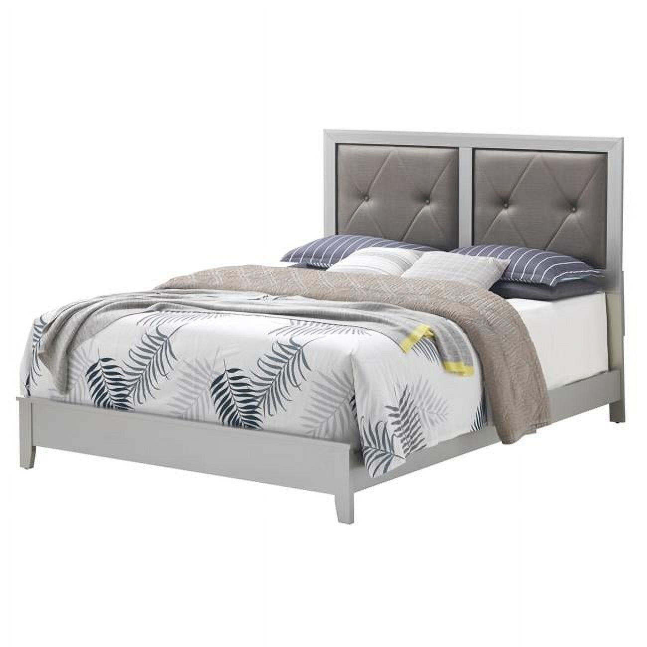 PF-G1333A-QB Primo Upholstered Panel Bed, Silver Champagne - Queen Size -  Passion Furniture