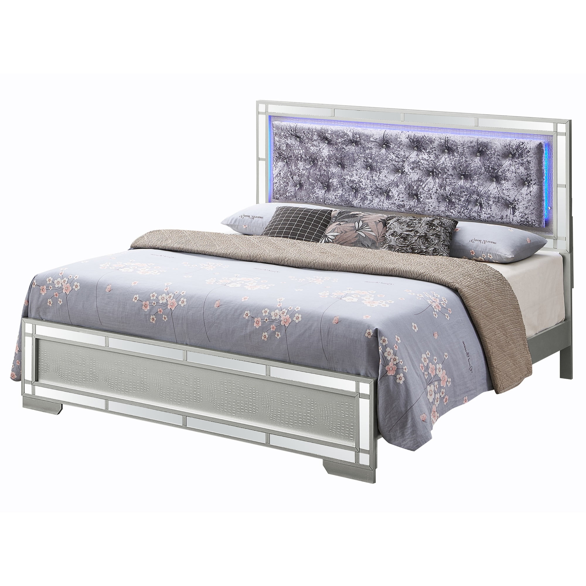 PF-G6600A-QB Madison Silver Champagne Queen Panel Beds -  Passion Furniture