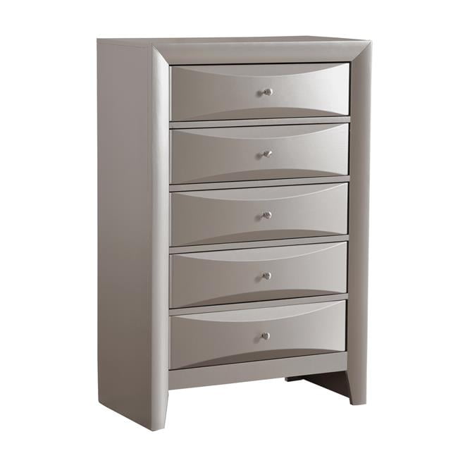 PF-G1503-CH 32 x 17 x 48 in. Marilla Champagne 5-Drawer Chest of Drawers, Silver -  Passion Furniture