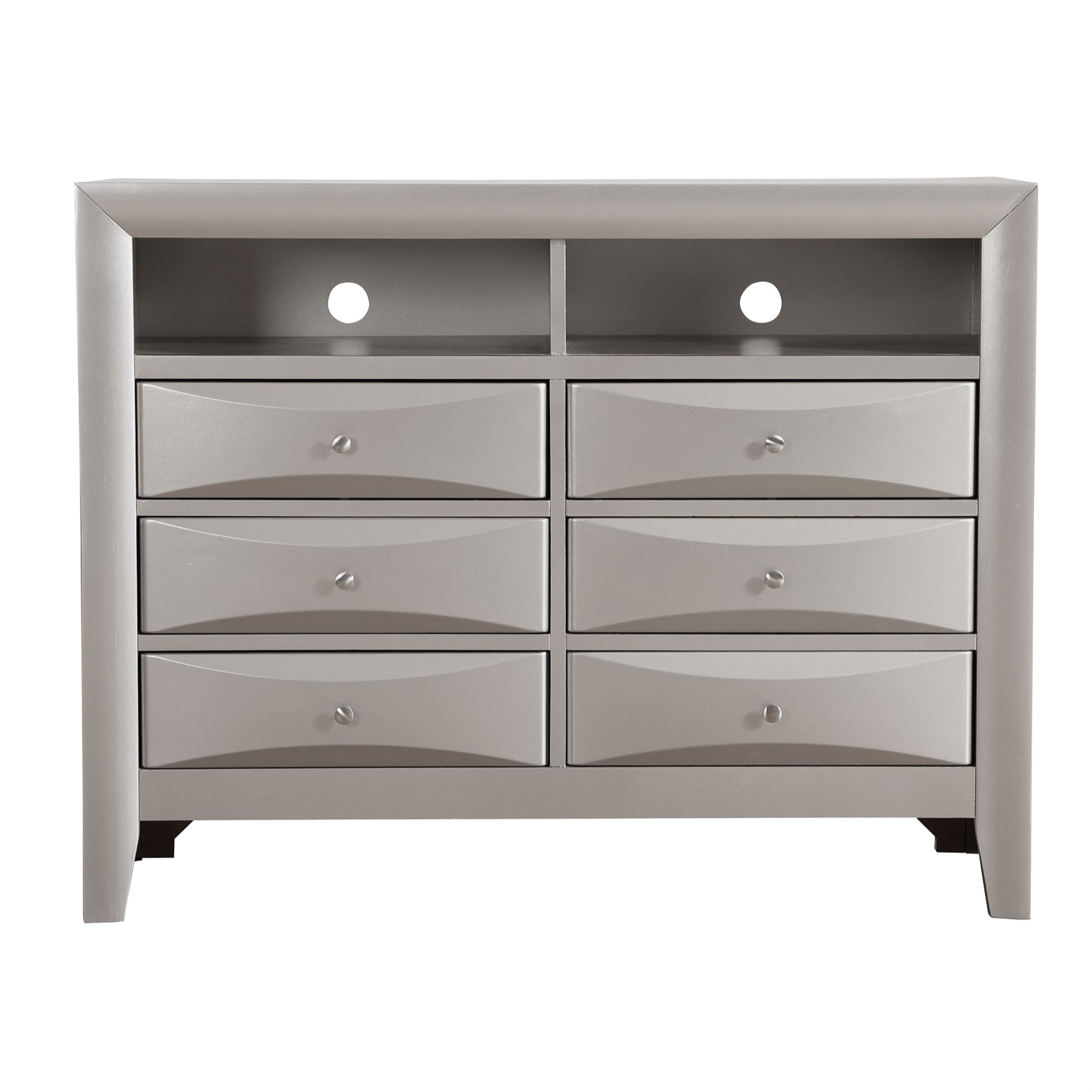 PF-G1503-TV2 Marilla Silver Champagne 6-Drawer Chest of Drawers - 47 x 17 x 37 in -  Passion Furniture