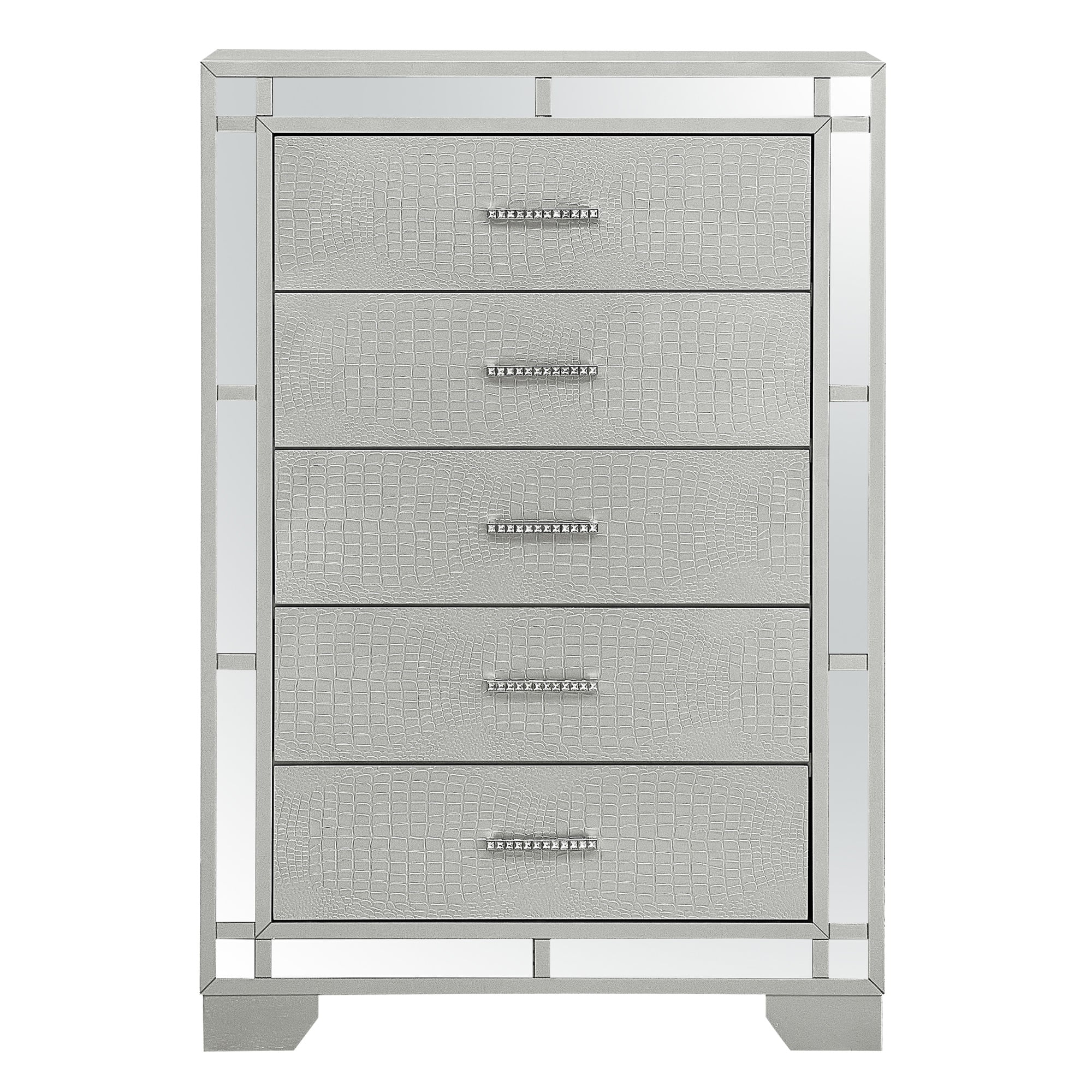 PF-G6600-CH Madison Silver Champagne 5-Drawer Chest of Drawers - 33 x 17 x 49 in -  Passion Furniture