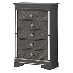 PF-G6702-CH Verona Metalic Black 5-Drawer Chest of Drawers - 31 x 16 x 48 in -  Passion Furniture