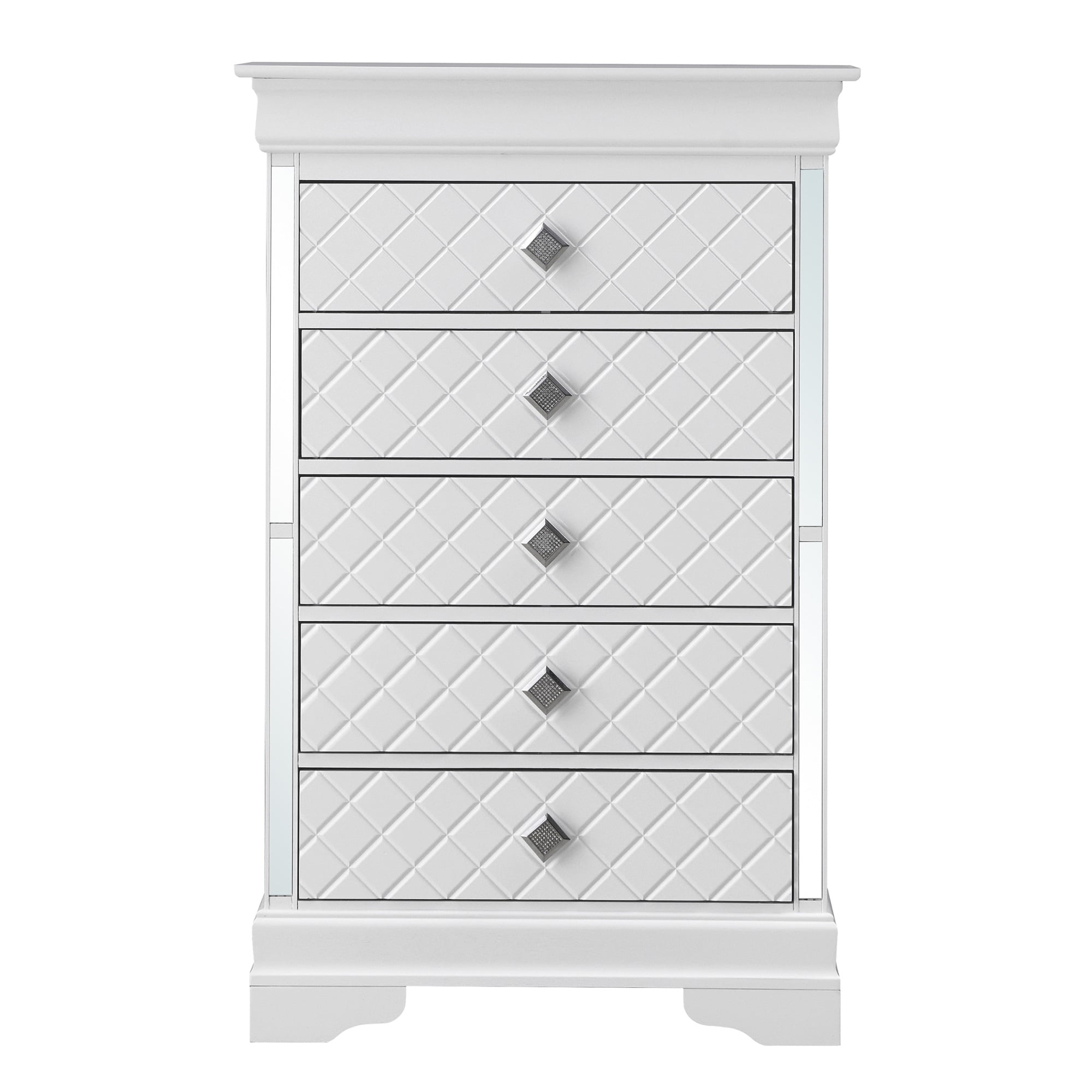 PF-G6790-CH Verona Silver Champagne 5-Drawer Chest of Drawers - 31 x 16 x 48 in -  Passion Furniture