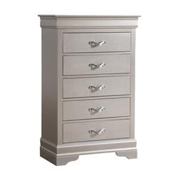 PF-G6500-CH Lorana Silver Champagne 5-Drawer Chest of Drawers - 31 x 16 x 48 in -  Passion Furniture