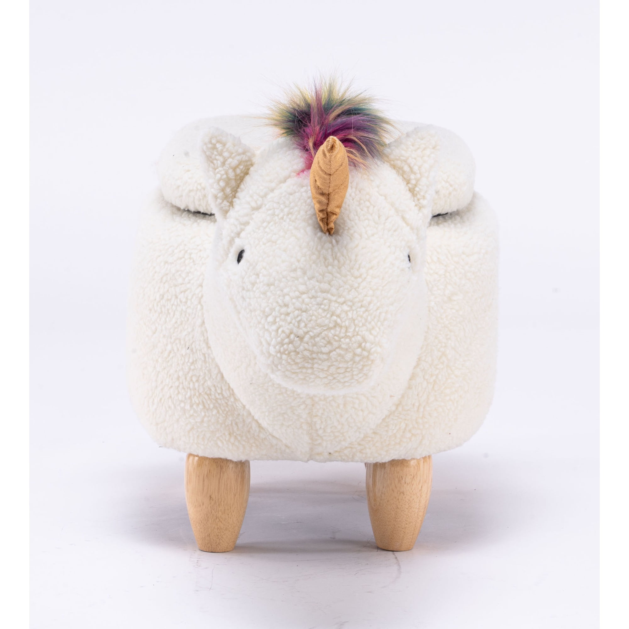 Animal White & Multi Color Storage Ottoman