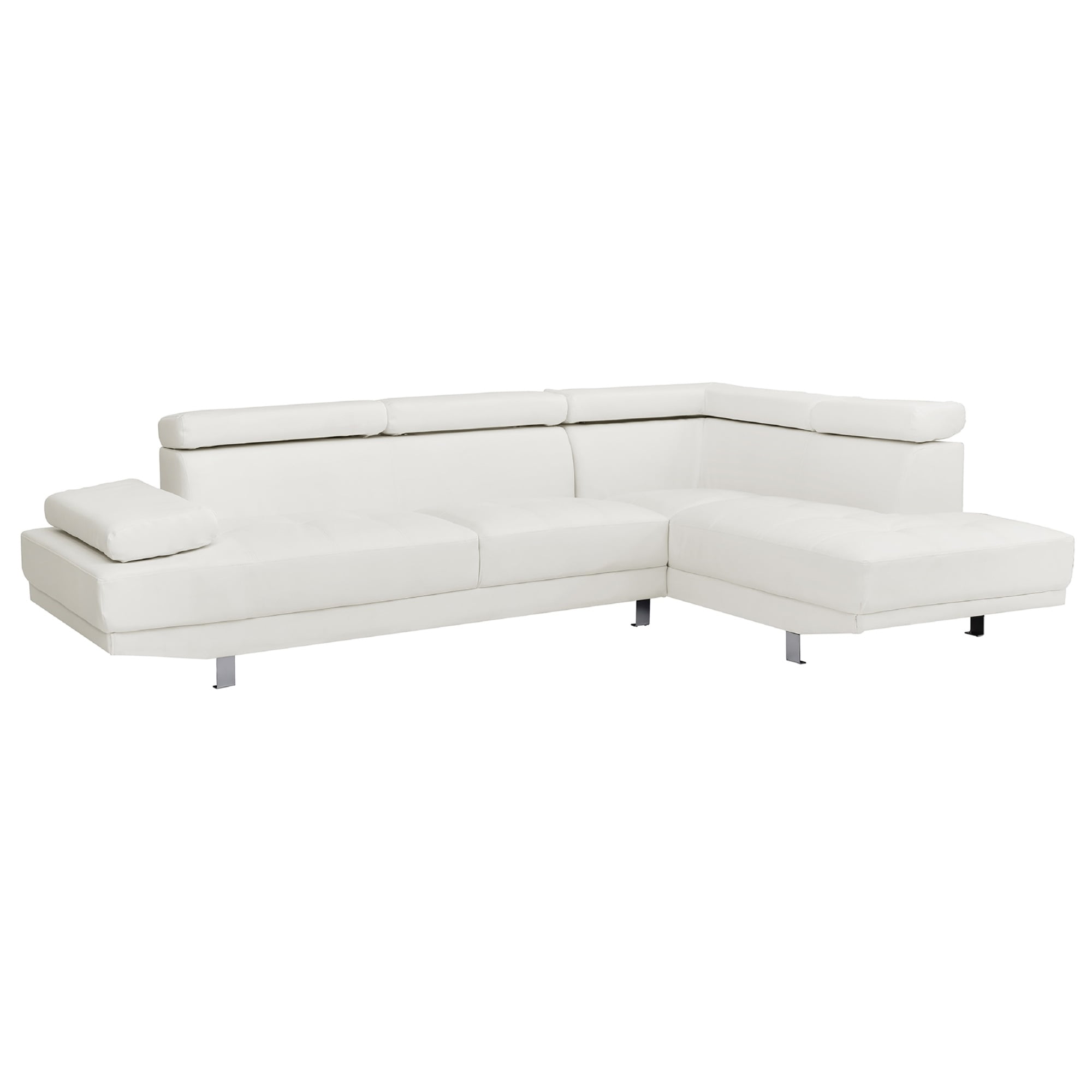 PF-G449-SC Riveredge 109 in. 2 Piece Faux Leather L Shape Sectional Sofa in White -  Passion Furniture