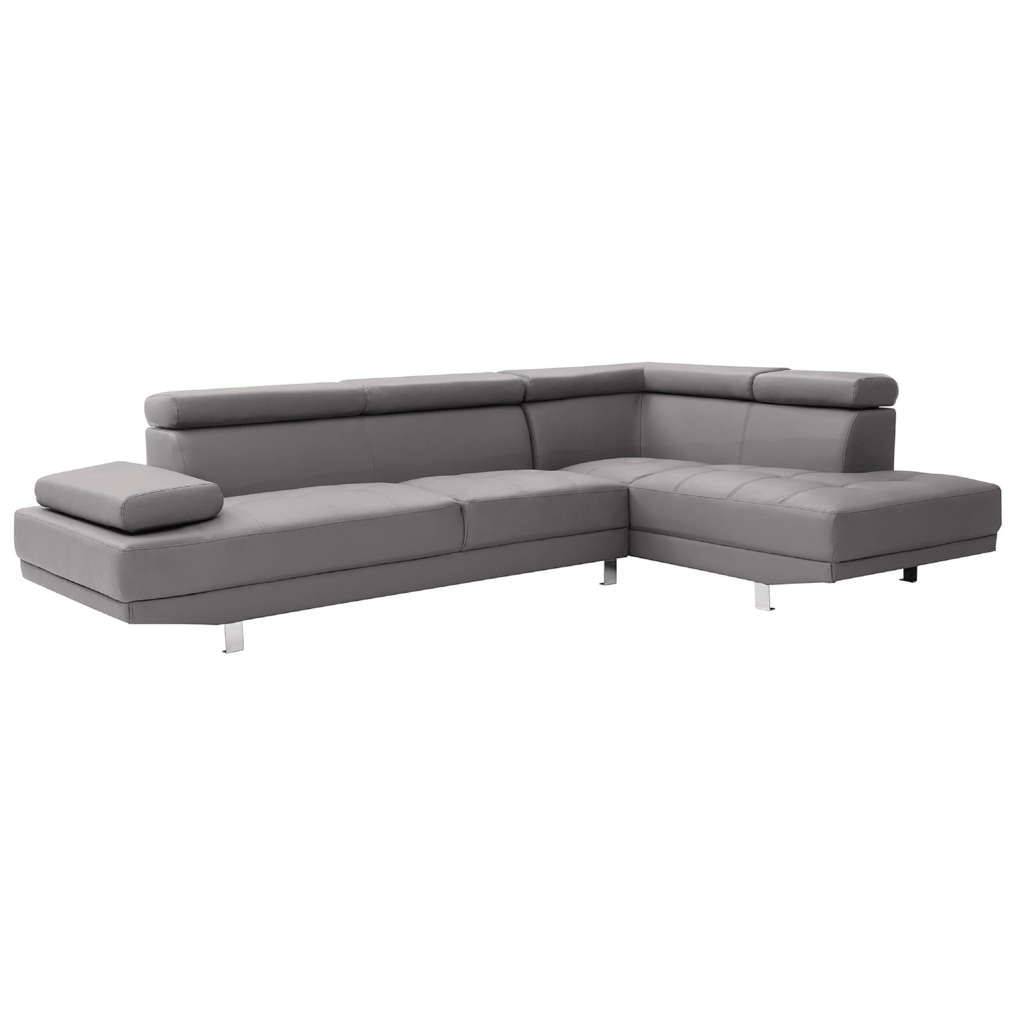 Riveredge 109 in. 2 Piece Faux Leather L Shape Sectional Sofa in Gray -  KD Marco de la cama, KD4330255