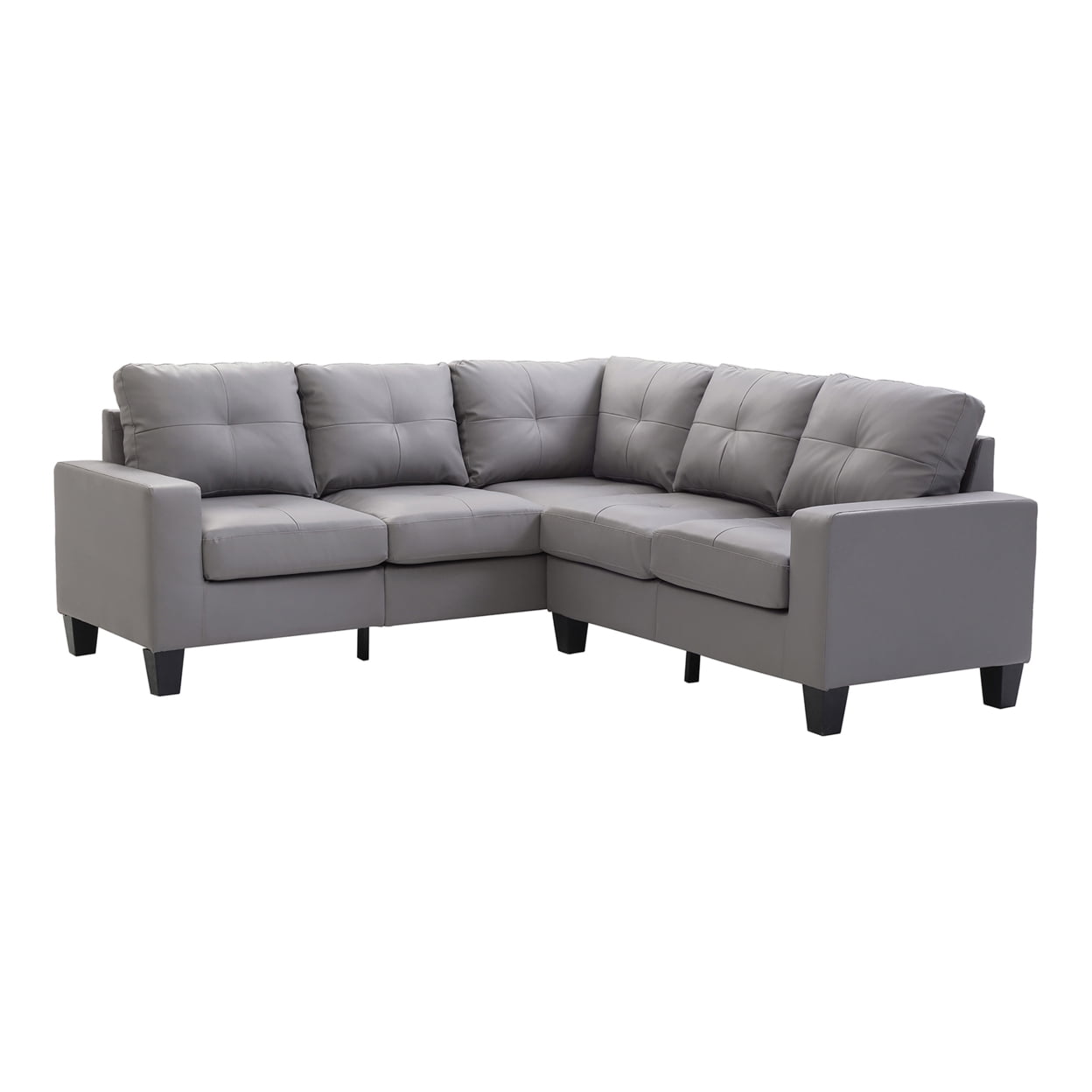 35 x 82 x 32 in. Newbury 2 Piece Faux Leather L Shape Sectional Sofa, Gray -  KD Marco de la cama, KD4330256