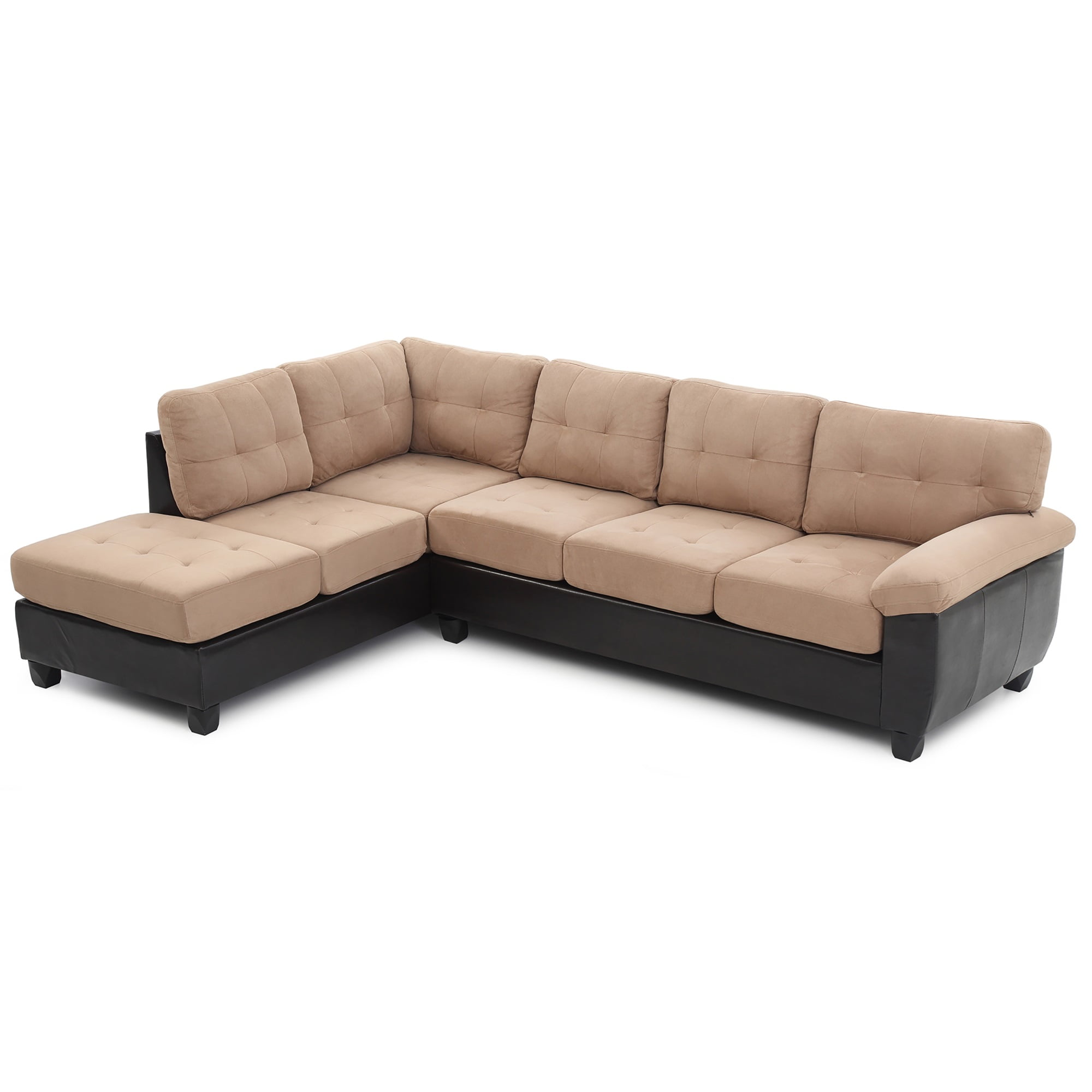 PF-G908B-SC 78 x 111 x 32 in. Gallant Faux Leather & Microfiber L Shape Sectional Sofa in Mocha, 2 Piece -  Passion Furniture