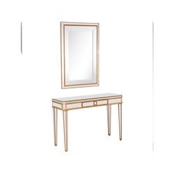 Picture of Camden Isle CI-86416 Finley 48 in. Antique Gold Rectangle Glass Console Table with Wall Mirror