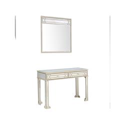 Picture of Camden Isle CI-86443 Aubrey 48 in. Champagne Rectangle Glass Console Table with 36 in. Square Wall Mirror