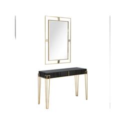 Picture of Camden Isle CI-86458 Daria 48 in. Black Rectangle Glass Console Table with Wall Mirror