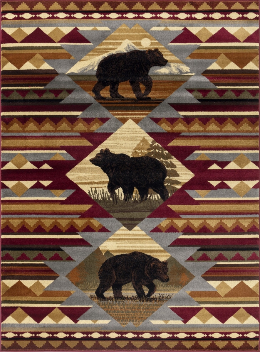 CBL3001 8x10 7 ft. 10 in. x 10 ft. 3 in. Cabin Life Lodge Machine Made Rectangle Rug, Red
