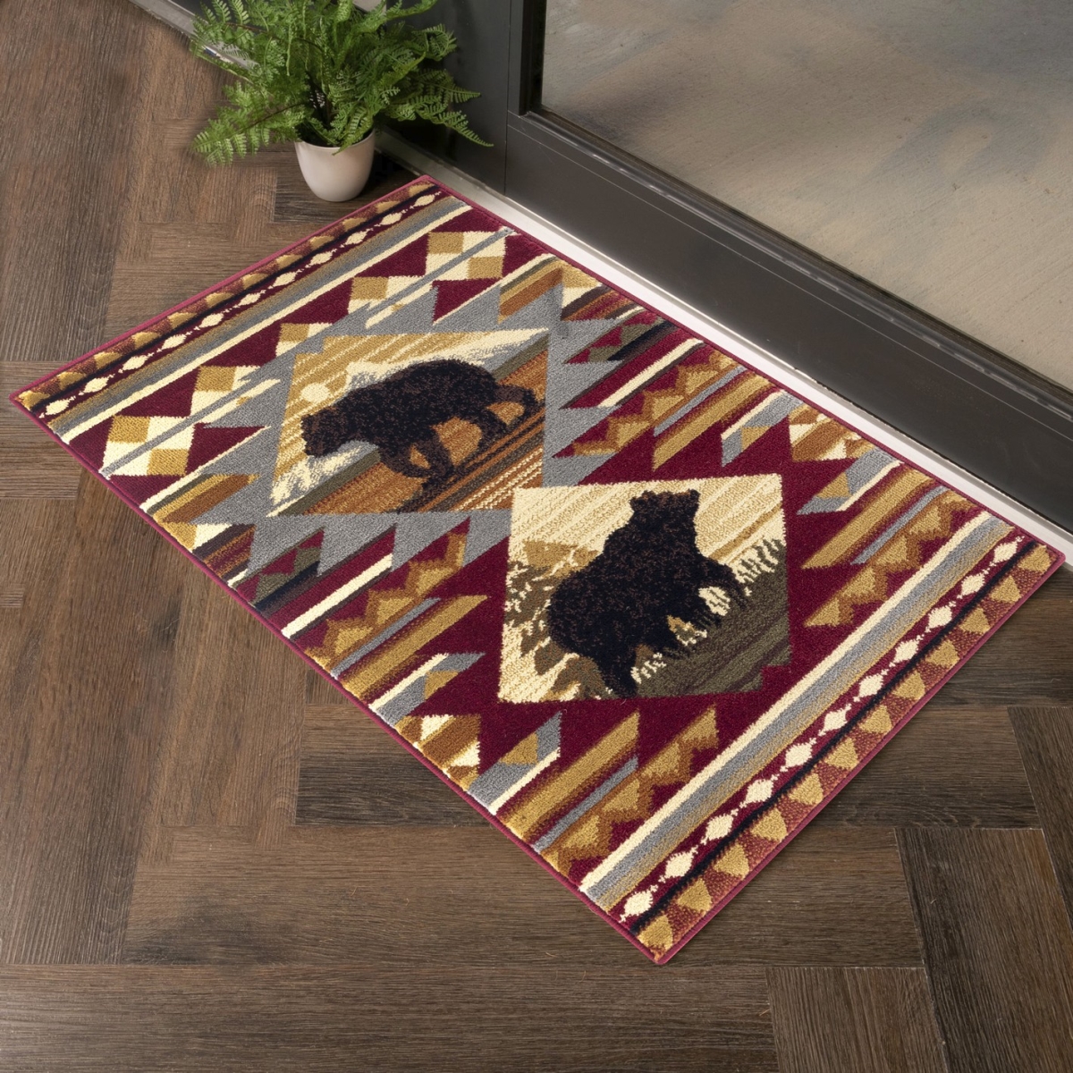 CBL3001 2x3 2 x 3 ft. Cabin Life Lodge Machine Made Rectangle Rug, Red